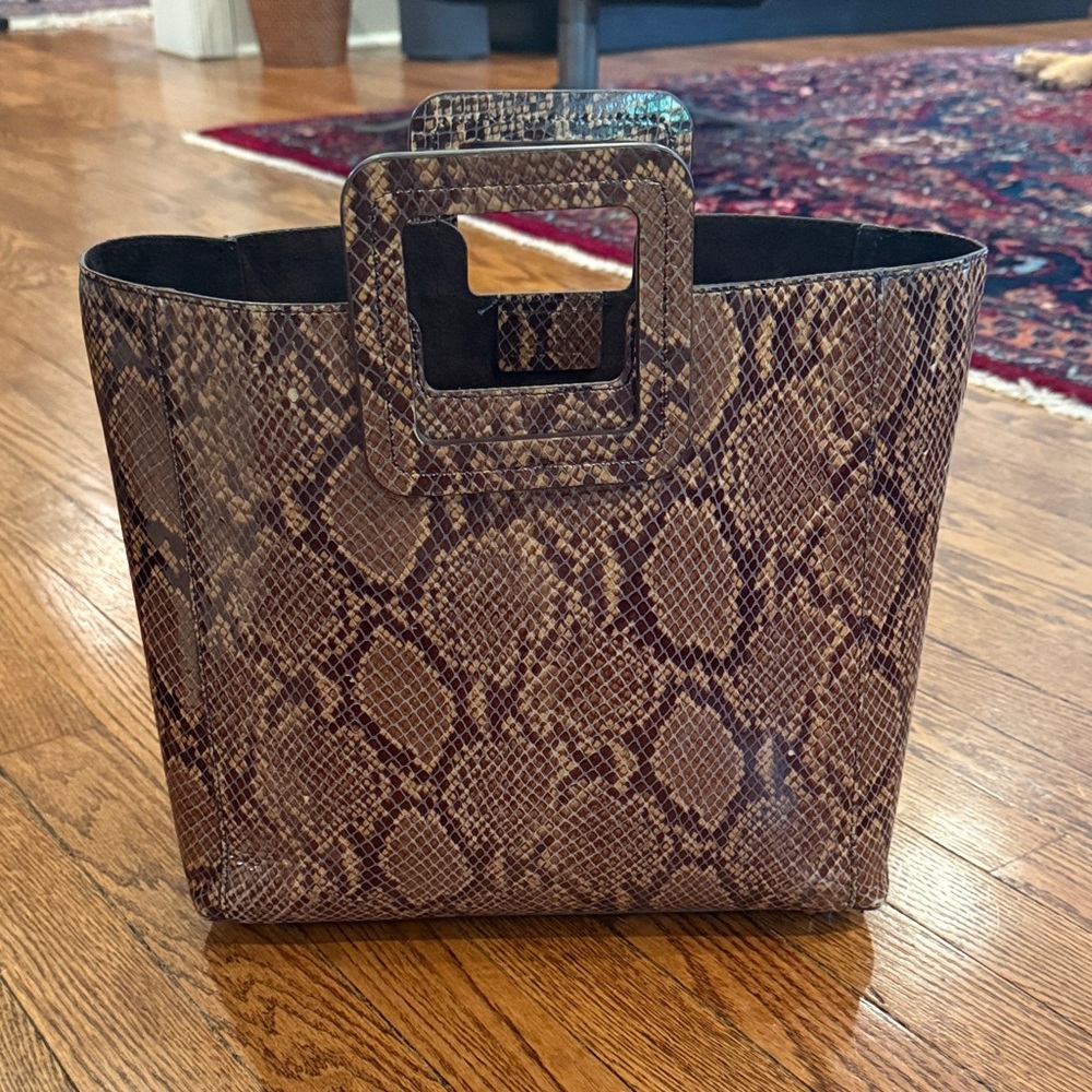 STAUD Brown Snakeskin Tote Bag